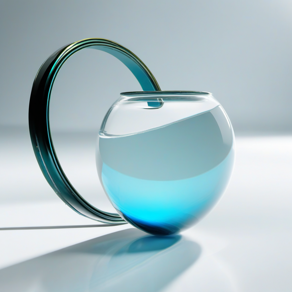 Glowing search beam finding an answer inside a glass knowledge hub