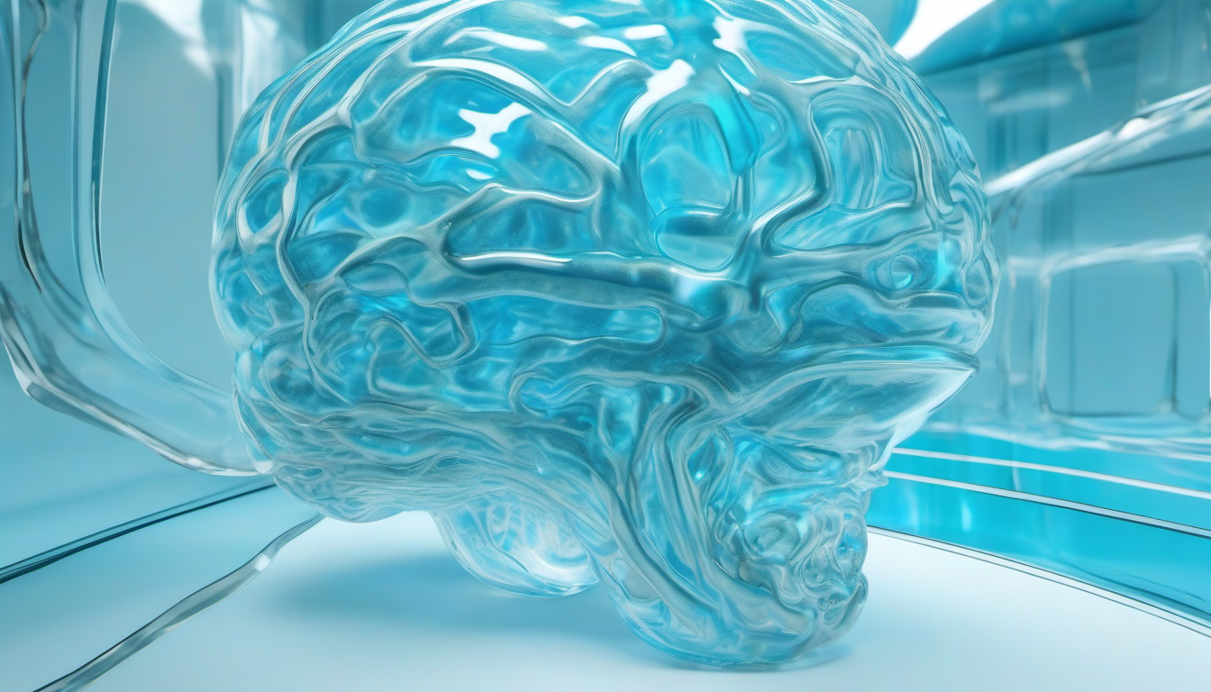 Abstract glass second-brain illustration — connected knowledge nodes in bright blue